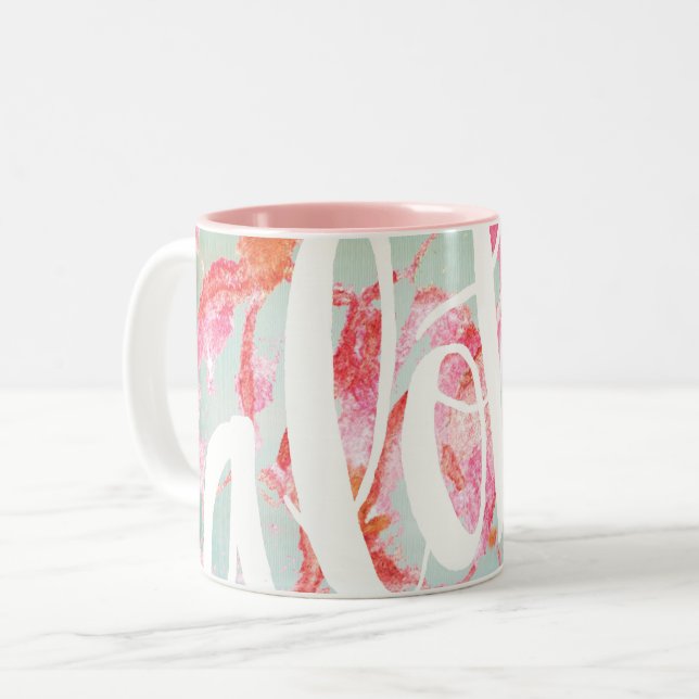 Aloha Plumeria-mugg Två-Tonad Mugg (Framsida vänster)