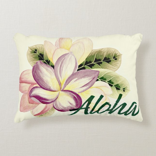 Aloha Plumeria Prydnadskudde (Framsidan)