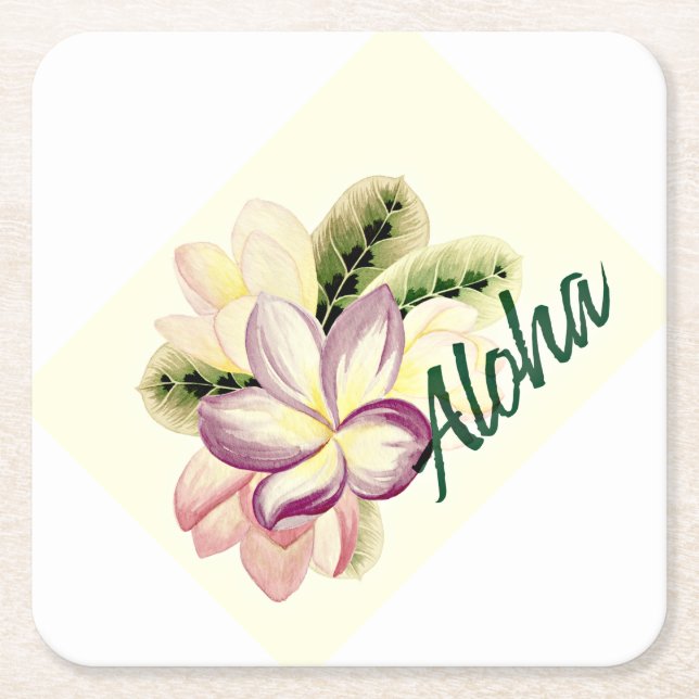 Aloha Plumeria Underlägg Papper Kvadrat (Framsidan)