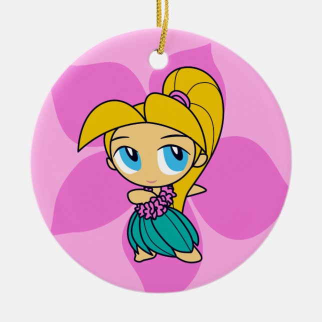 Aloha prydnadar för honungHula flicka Julgransprydnad Keramik (Framsidan)