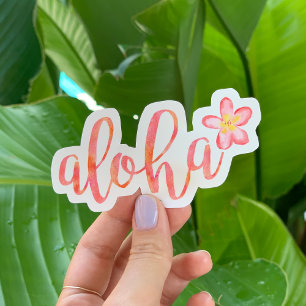 Aloha Quote Hawaii Watercolor Tropical Klistermärken
