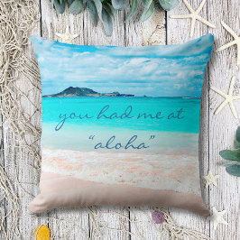 Aloha Quote Turquise Ocean Hawaii Beach Photo Kudde