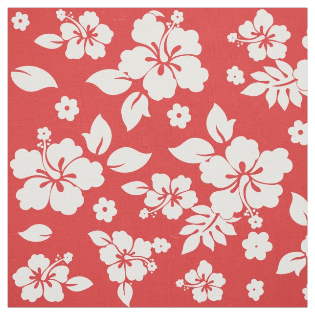 Aloha Red Classic Hawaiian Print Background Färg Tyg (Provkarta)