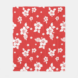 Aloha Red Classic Hawaiian Seamless Mönster Fleecefilt