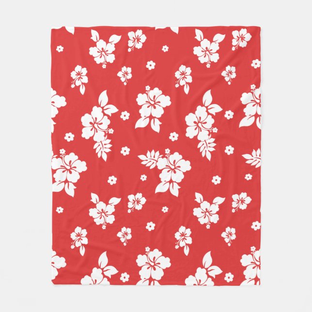 Aloha Red Classic Hawaiian Seamless Mönster Fleecefilt (Framsidan)