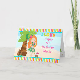 Aloha Red Hair Girl Birthday Kort
