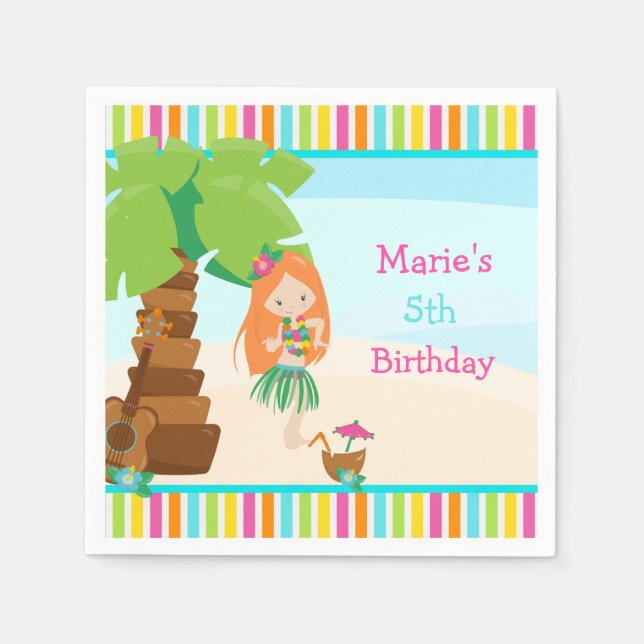 Aloha Red Hair Girl Party Pappersservett (Framsidan)