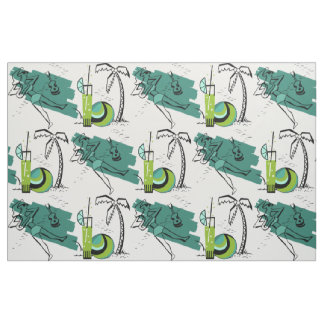 ALOHA: RETRO BEACH GRAPHIC in AQUA and GRÖNT Tyg