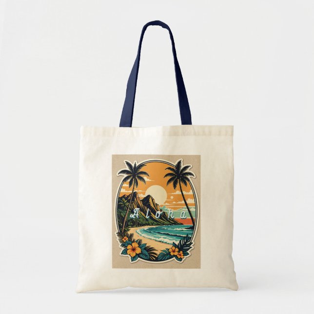 Aloha Retro Beach Tote Tygkasse (Framsidan)