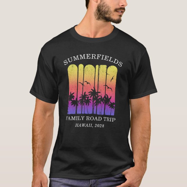 Aloha Retro Tropical Road Resa Matching Family Pap T Shirt (Framsida)