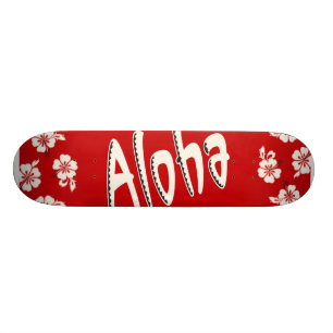 Aloha röd hawaiibo mini skateboard bräda 18,7 cm