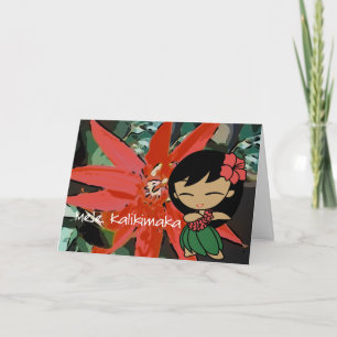 Aloha röd tropisk blommajulkort för honungar helgkort