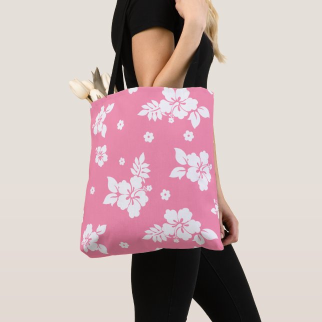 Aloha Rosa Classic Hawaiian Mönster Tygkasse (Närbild)