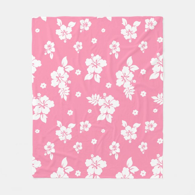 Aloha Rosa Classic Hawaiian Seamless Mönster Fleecefilt (Framsidan)