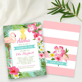 Aloha Rosa Flamingo Tropical Studenten Luau Party Inbjudningar