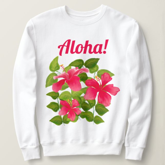 Aloha! Rosa Hawaiian Hibiscus T Shirt (Design framsida)