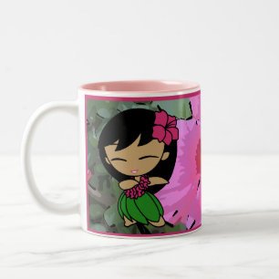 "Aloha rosa hibiskusmugg för honungar" Två-Tonad Mugg