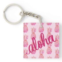 Aloha Rosa Pineapple Square Keychain Mini