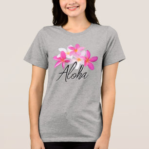 Aloha Rosa Plumerias Hawaiianska Blommor Tropiska T Shirt
