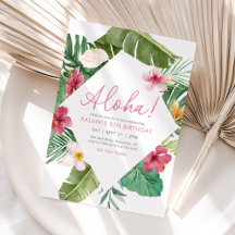Aloha Rosa Tropical Blommigt Birthday