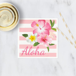 Aloha Rosa Tropical Flowers och Rand Pappersservett