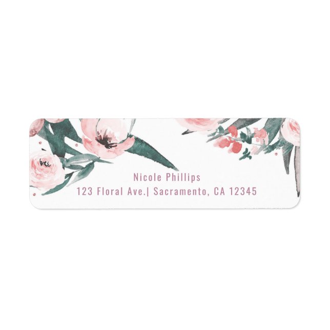 Aloha Rosa Tropisk Sommar Blommig Bröllopsdusch Returadress Etikett (Framsidan)