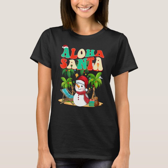 Aloha Santa Funny Christmas in July T Shirt (Framsida)