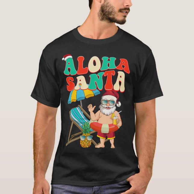 Aloha Santa i juli Jultomten T Shirt (Framsida)