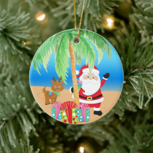 Aloha Santa och Friend Julgransprydnad Keramik