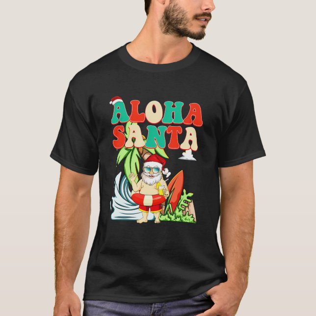 Aloha Santa Tropical i juli T Shirt (Framsida)