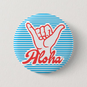 Aloha Shaka Händer, blå version Knapp