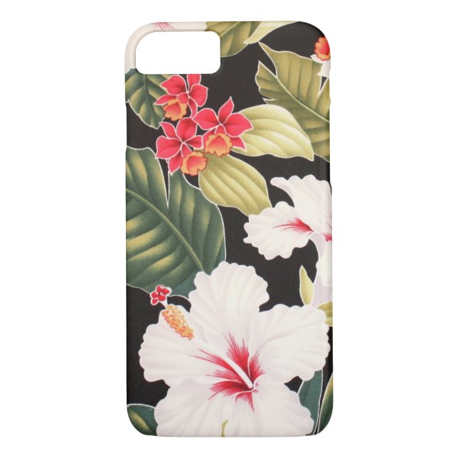 Aloha Shirt Hibiscus Black Case-Mate iPhone Skal (Baksida)