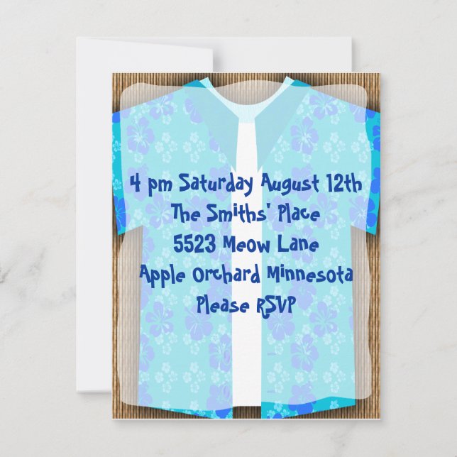 Aloha Shirt Luau Tiki Party Inbjudningar (Framsida)