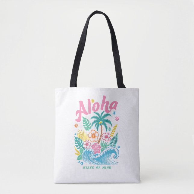 "Aloha sinnestillstånd" Rolig Boho kust  Tygkasse (Framsida)