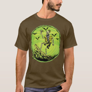Aloha Skeleton Surfing Surfboard Wave Vintage Gra T Shirt