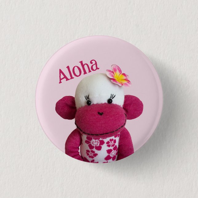Aloha Sock monkey Button Knapp (Framsida)