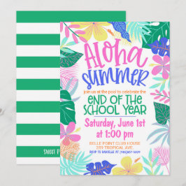 Aloha sommar slut på skolårsfest inbjudningar