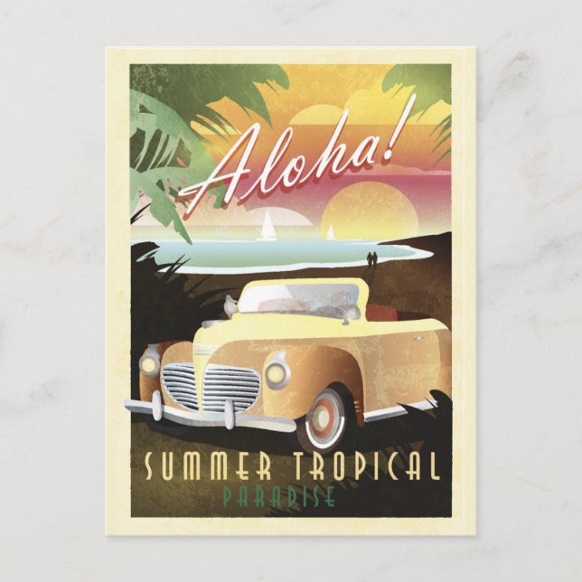 Aloha! Sommar Tropical Paradise Vykort (Framsida)