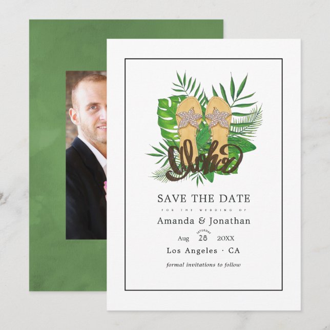 Aloha sommarstrandbröllop Spara datumet (Fram/baksida)