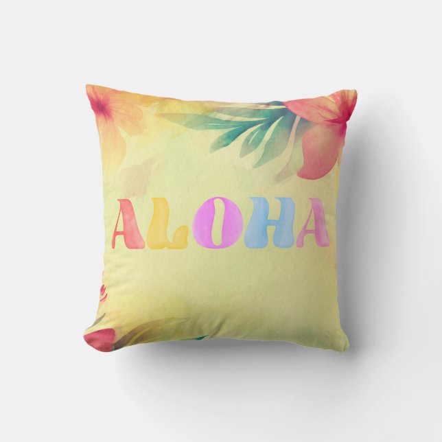 Aloha Söt Hawaiian Blommigt Skriv ut Kudde (Framsida)