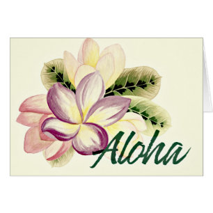 Aloha Söt Plumeria Island Blommigt Greeting Card Hälsningskort