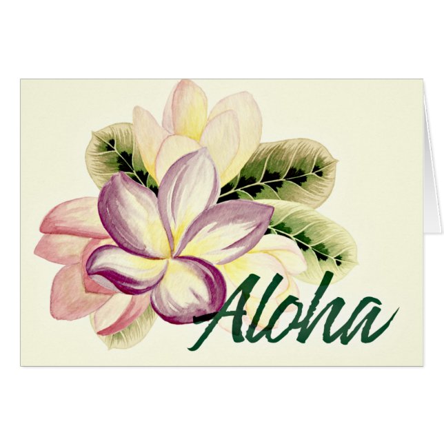 Aloha Söt Plumeria Island Blommigt Greeting Card Hälsningskort (Framsidan Horizontal)