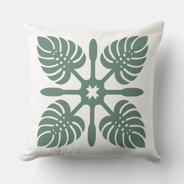 Aloha Spirit Hawaiian Quilt - Monstera & Paddles Kudde (Framsida)