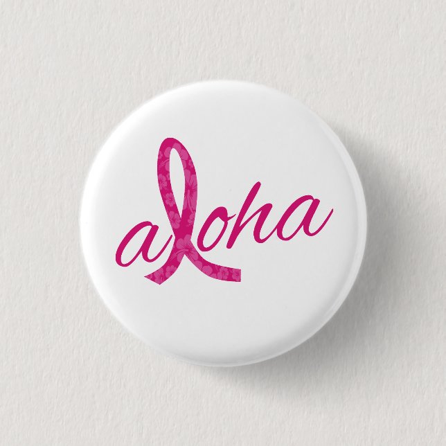 Aloha Spirit Pink Ribbon Design for Breast Cancer Knapp (Framsida)