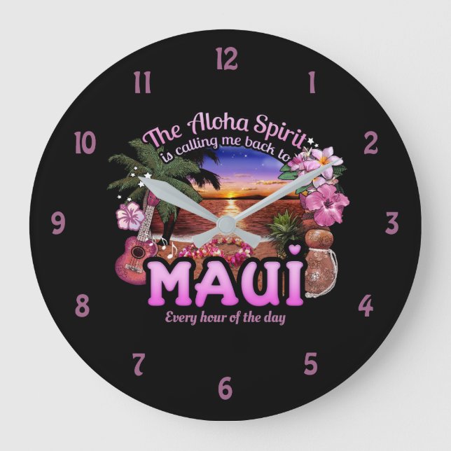 Aloha Spirit ringer mig till Maui 🌺 Clock Stor Klocka (Framsida)