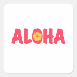 Aloha Square Sticker Fyrkantigt Klistermärke