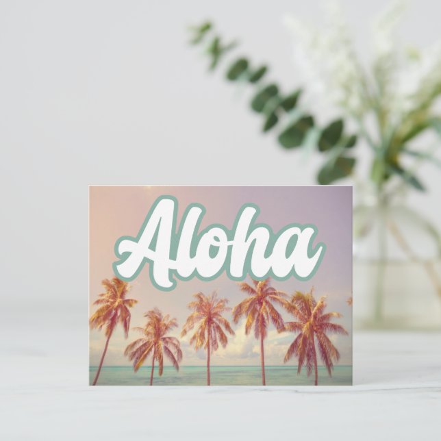 Aloha Strand Bröllopsdestination Spara datum Meddelande Vykort (Stående Fram)
