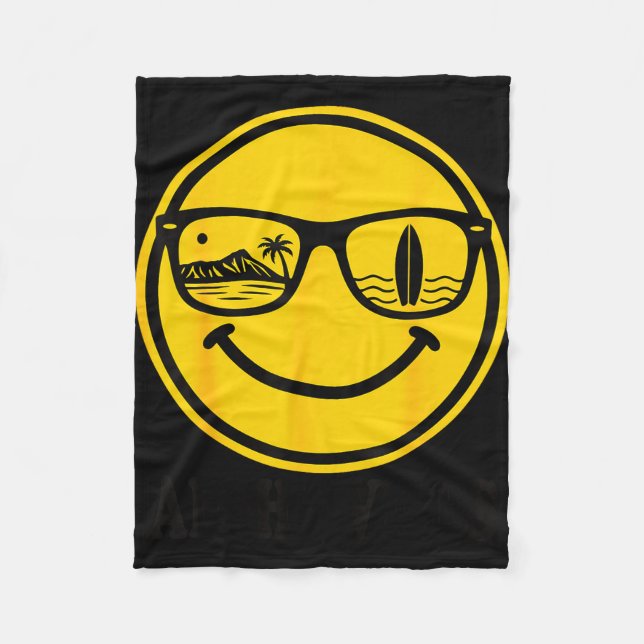 Aloha strand smil ansikte hawaii surf hav sommar fleecefilt (Framsidan)