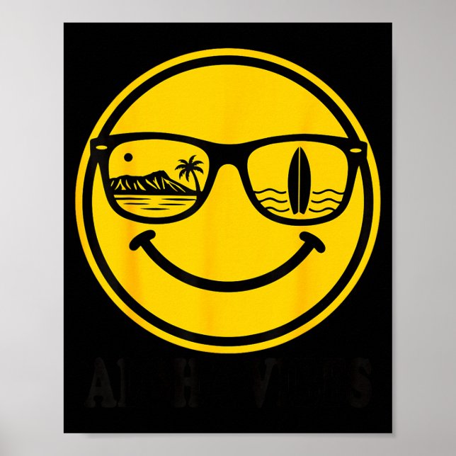 Aloha strand smil ansikte hawaii surf hav sommar poster (Framsidan)
