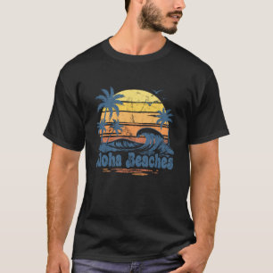 Aloha-stränder Retro beachvibbar för sommarsemeste T Shirt